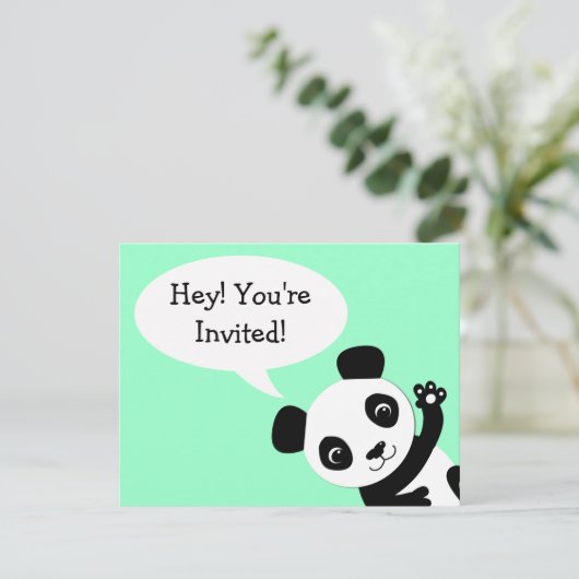 Eenvoudige uitnodiging van het beer van Panda (Staand voorkant)