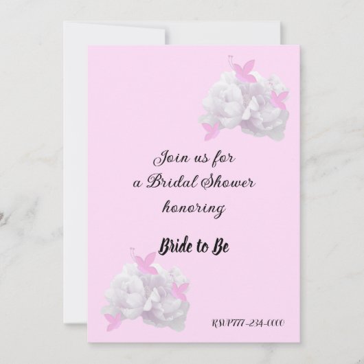 Eenvoudige uitnodiging van Peony Bridal-showwer (Voorkant)