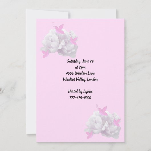 Eenvoudige uitnodiging van Peony Bridal-showwer (Achterkant)