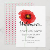 Eenvoudige uitnodiging van waterverf POPPY (Voorkant / Achterkant)