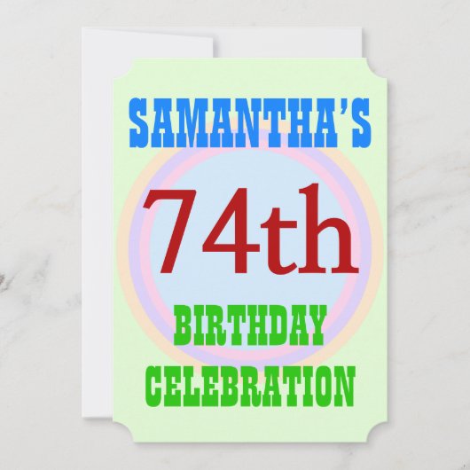 Eenvoudige uitnodiging voor "74ste VERJAARDAG" (Voorkant)