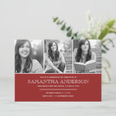 Eenvoudige uitnodiging voor Afstuderen - donkerroo (Staand voorkant)