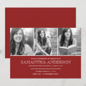 Eenvoudige uitnodiging voor Afstuderen - donkerroo (Voorkant / Achterkant)