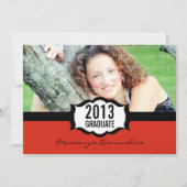 Eenvoudige uitnodiging voor Afstuderen, rood (Voorkant)