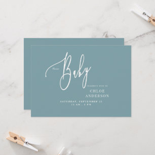 Eenvoudige uitnodiging voor Blauwgroen Baby shower