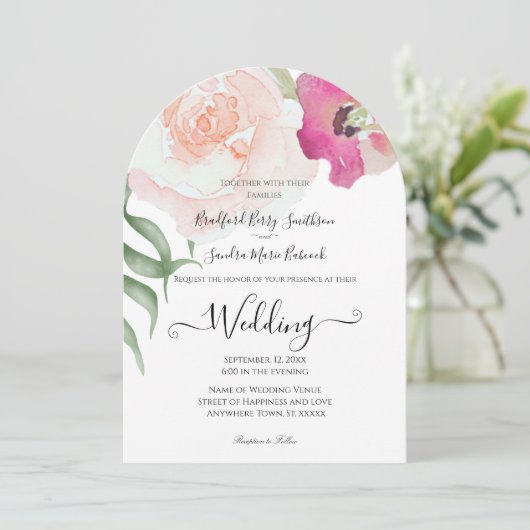 Eenvoudige uitnodiging voor blindenroze bruistoorn (Staand voorkant)