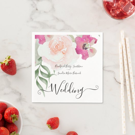 Eenvoudige uitnodiging voor blindenroze bruistoorn servet (Insitu)