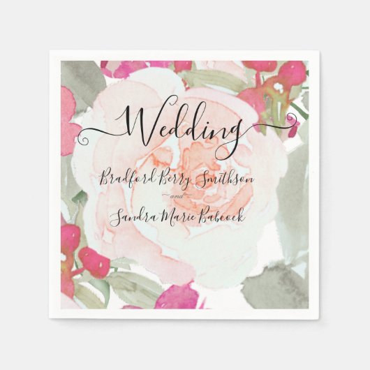 Eenvoudige uitnodiging voor blindenroze bruistoorn servet (Voorkant)