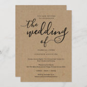 Eenvoudige uitnodiging voor bruiloft met RSVP op k (Voorkant / Achterkant)