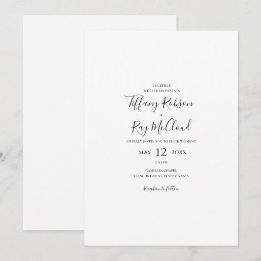 Eenvoudige uitnodiging voor Casual bruiloft via El (Voorkant / Achterkant)