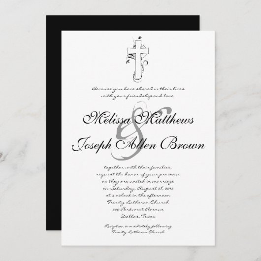 Eenvoudige uitnodiging voor Christelijke bruiloft  (Voorkant / Achterkant)