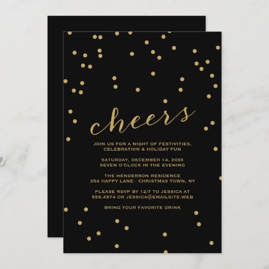 Eenvoudige uitnodiging voor Confetti kerstfeestdag (Voorkant / Achterkant)