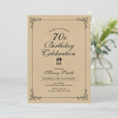Eenvoudige uitnodiging voor de 70e verjaardag van  (Staand voorkant)