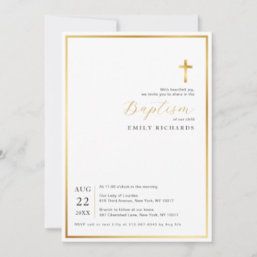 Eenvoudige uitnodiging voor de moderne gouden krui (Voorkant)