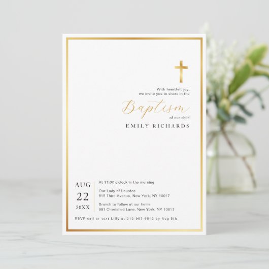 Eenvoudige uitnodiging voor de moderne gouden krui (Staand voorkant)