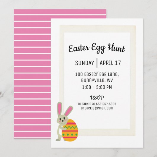 Eenvoudige uitnodiging voor Easter Egg Hunt Party (Voorkant / Achterkant)