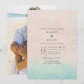 Eenvoudige uitnodiging voor een Beach-fotoweddensc (Voorkant / Achterkant)