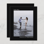 Eenvoudige uitnodiging voor een Black BUDGET Wedde (Voorkant / Achterkant)