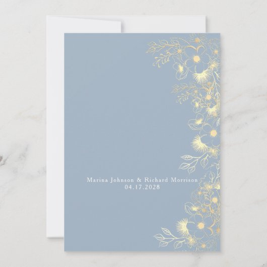 Eenvoudige uitnodiging voor een blauwe bruiloft (Achterkant)