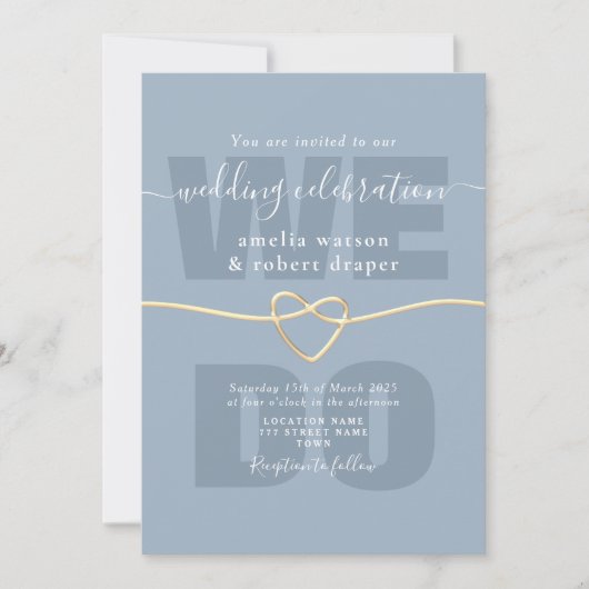 Eenvoudige uitnodiging voor een blauwe bruiloft (Voorkant)