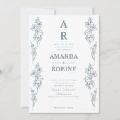 Eenvoudige uitnodiging voor een blauwe Floral brui (Voorkant)