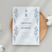 Eenvoudige uitnodiging voor een blauwe Floral brui