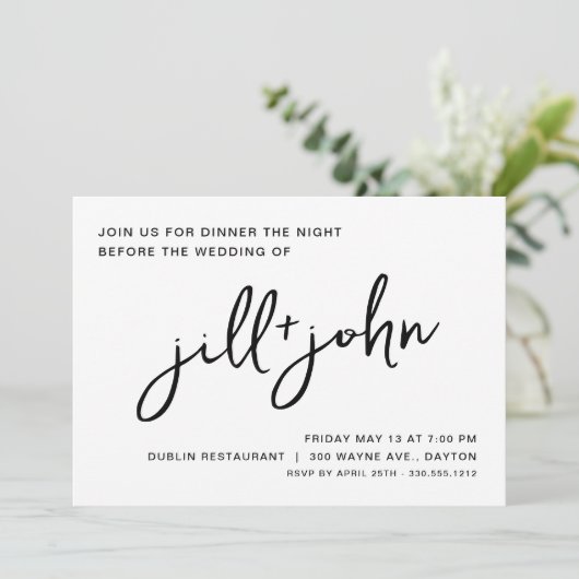 Eenvoudige uitnodiging voor een bruiloft (Staand voorkant)