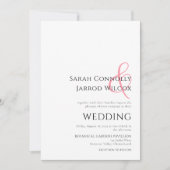 Eenvoudige uitnodiging voor een donkerroze weddens (Voorkant)