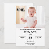 Eenvoudige uitnodiging voor een eerste verjaardag (Voorkant / Achterkant)