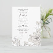 Eenvoudige uitnodiging voor een Floral Wedding doo (Staand voorkant)