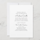 Eenvoudige uitnodiging voor een fotodoopfeest (Achterkant)