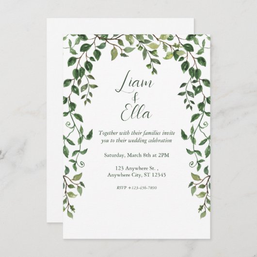 Eenvoudige uitnodiging voor een Grieks huwelijk (Voorkant / Achterkant)