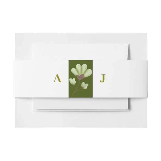 Eenvoudige uitnodiging voor een groene monogram Fl Uitnodigingen Wikkel (Voorkant Voorbeeld)