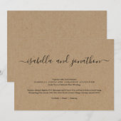 Eenvoudige uitnodiging voor een huwelijk - Kraft P (Voorkant / Achterkant)
