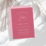 Eenvoudige uitnodiging voor een magenta roze monog<br><div class="desc">Eenvoudige magenta roze uitnodiging tot weduwschap op monogram. Duw uw uw trouwgasten stijlvol onder de indruk met deze trendy fuchsia roze trouwuitnodiging met een prachtig roze script, met de initialen van de bruid en de bruidegom op een magenta roze achtergrond. Deze uitnodiging heeft een verbluffend, roze design, met moderne en...</div>