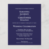 Eenvoudige uitnodiging voor een marineblauw BUDGET (Achterkant)