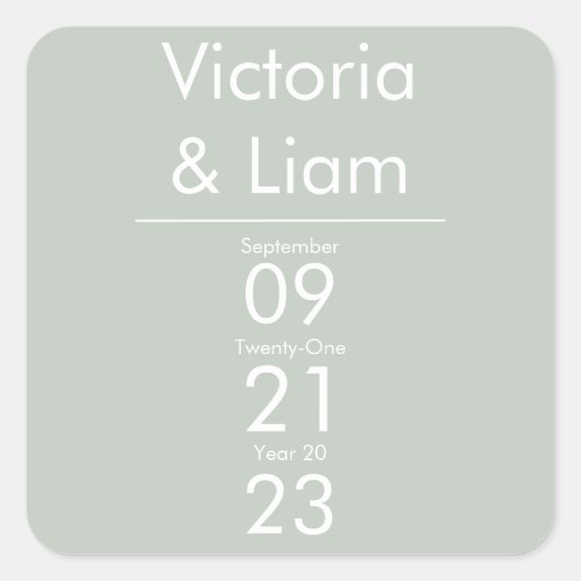 Eenvoudige uitnodiging voor een modern Sage Green  Vierkante Sticker (Voorkant)