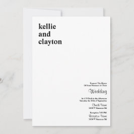 Eenvoudige uitnodiging voor een modern type huweli