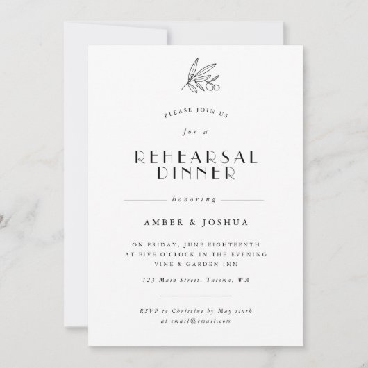 Eenvoudige uitnodiging voor een olive-filiaal (Voorkant)