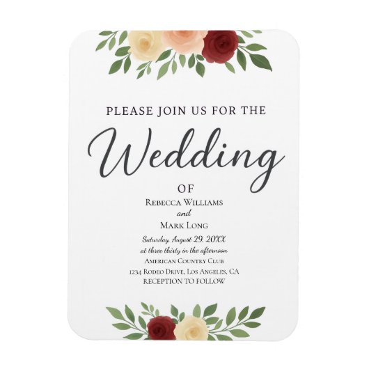 Eenvoudige uitnodiging voor een overlay-fotowedden magneet (Verticaal)