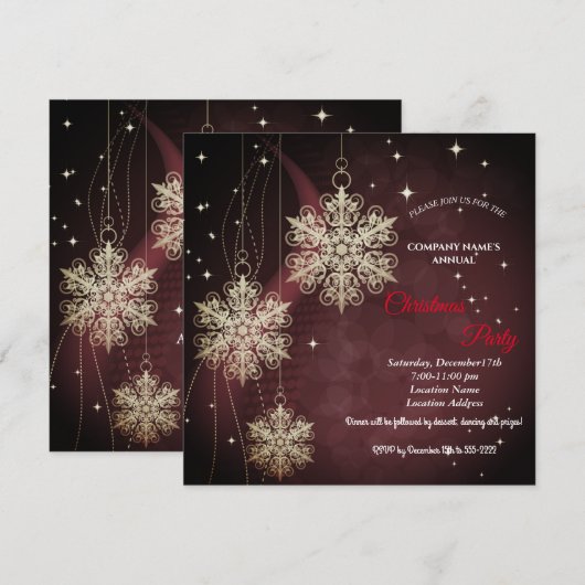 Eenvoudige uitnodiging voor een rode elegante kers (Voorkant / Achterkant)