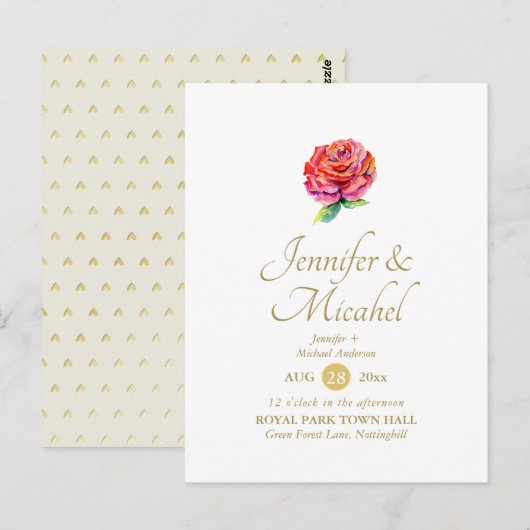 Eenvoudige uitnodiging voor een rode roze moderne  (Voorkant / Achterkant)