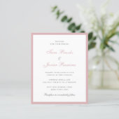 Eenvoudige uitnodiging voor een Roos met roze budg (Staand voorkant)