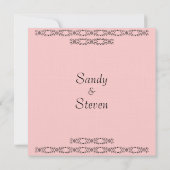 Eenvoudige uitnodiging voor een roze bruiloft (Achterkant)