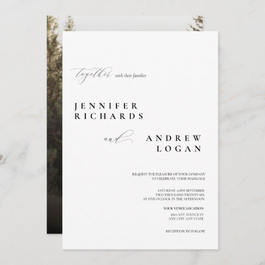 Eenvoudige uitnodiging voor een scriptweddenschap (Voorkant / Achterkant)