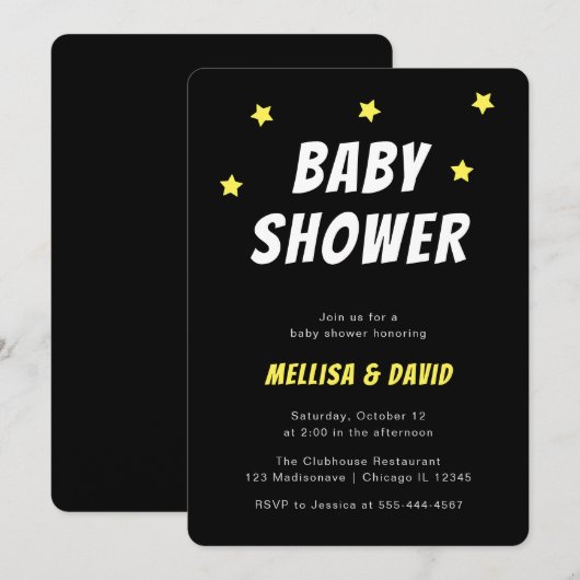 Eenvoudige uitnodiging voor een superheld Baby sho (Voorkant / Achterkant)