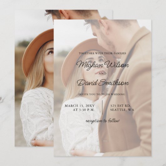 Eenvoudige uitnodiging voor een volledige foto van (Voorkant / Achterkant)