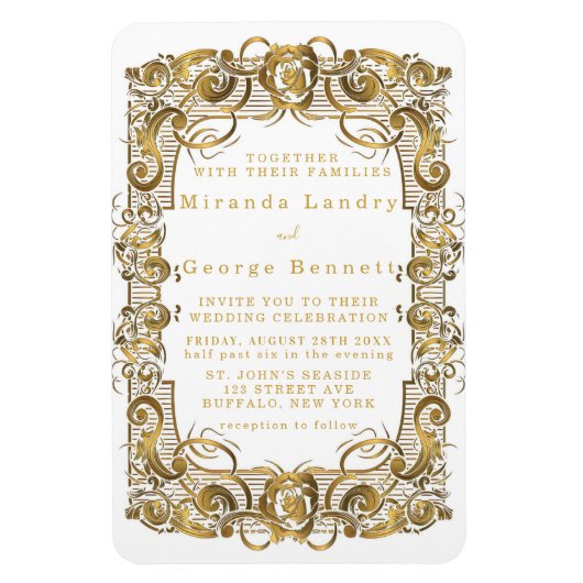 Eenvoudige uitnodiging voor een Wit-Ornament en Go Magneet (Verticaal)