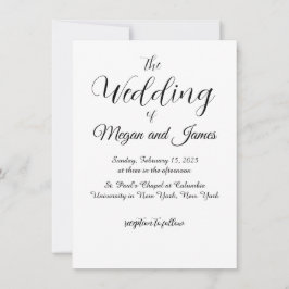 Eenvoudige uitnodiging voor een zwart-wit huwelijk