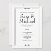 Eenvoudige uitnodiging voor een zwart-wit huwelijk (Voorkant)